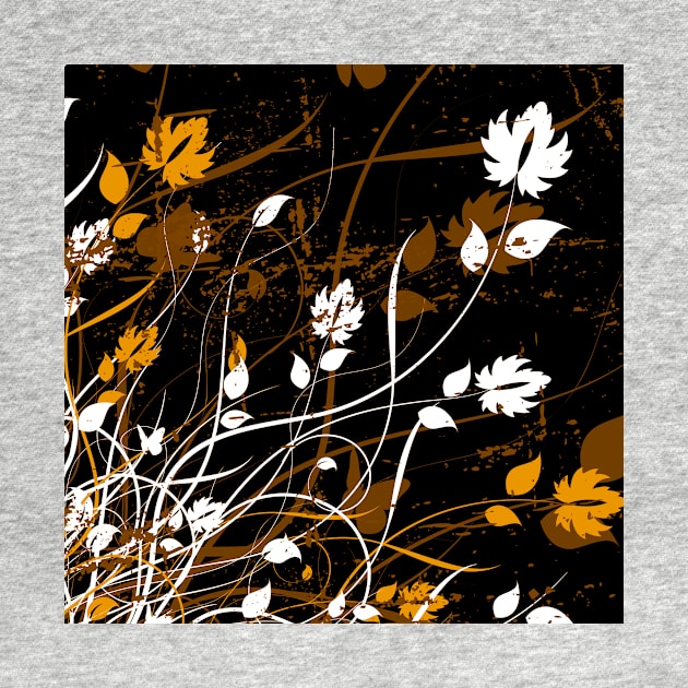 Stylish Abstract Floral Art - Golden White by Tshirtstory